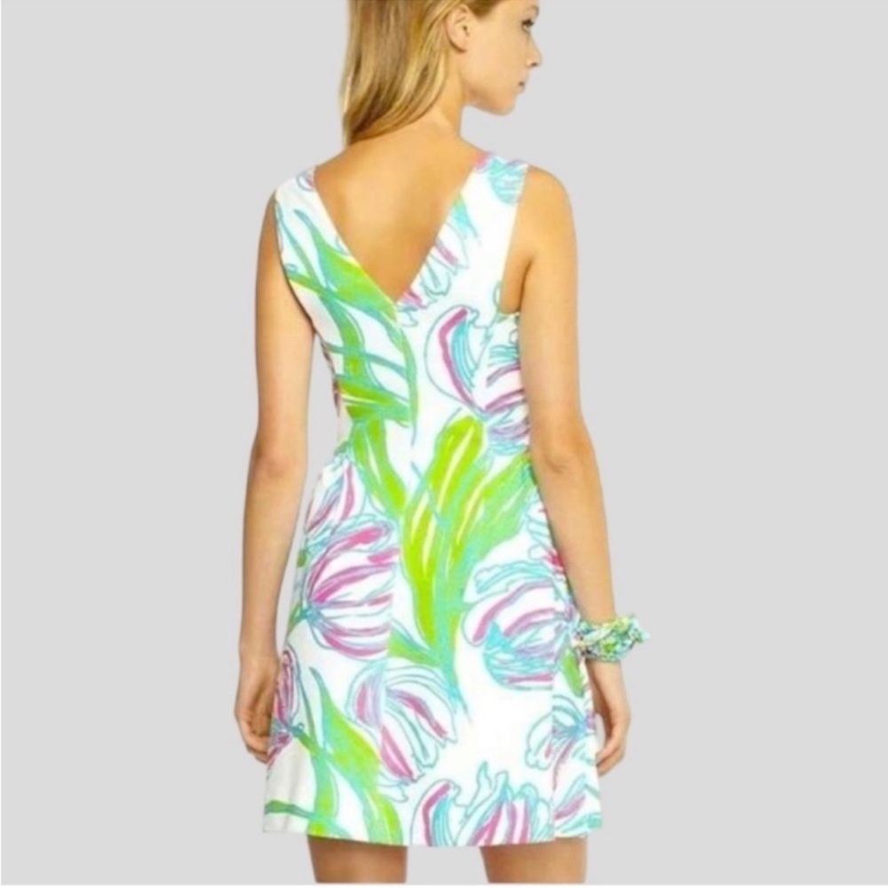 Lilly Pulitzer Bella Dress Ring The Bellboy Pink Green Floral Size Medium - Picture 3 of 14